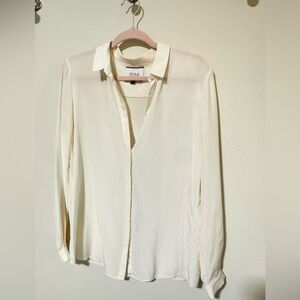 Thomas Pink Silk Cream Blouse with Soft Pink Trim